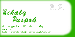 mihaly puspok business card