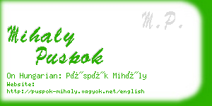 mihaly puspok business card